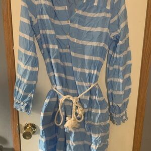 Persifor Delfina Dress Blue and White Striped Dress with Rope Belt